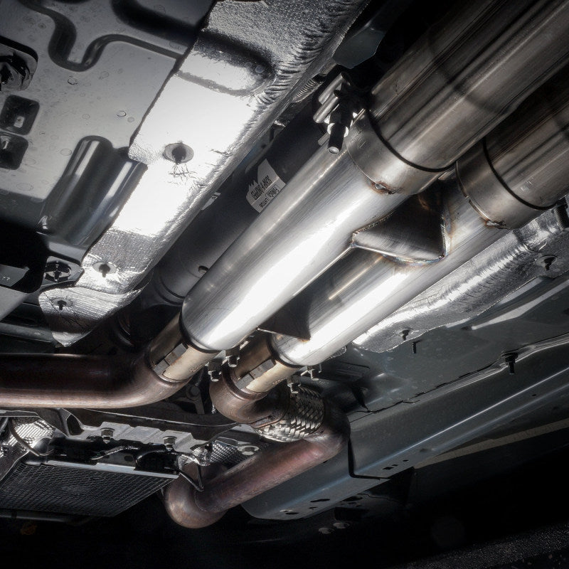 Stainless Works 2018+ Ford Mustang GT 3in Redline Series Catback H-Pipe w/Active Valves & Quad Tips M18CBHFCV M18CBHFCV Photo - Mounted