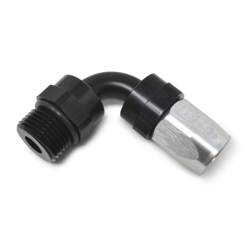 Russell Swivel Hose End Assy #10 AN Male SAE Port To #8 Hose 90° Black/Silver 612433 Photo - out of package