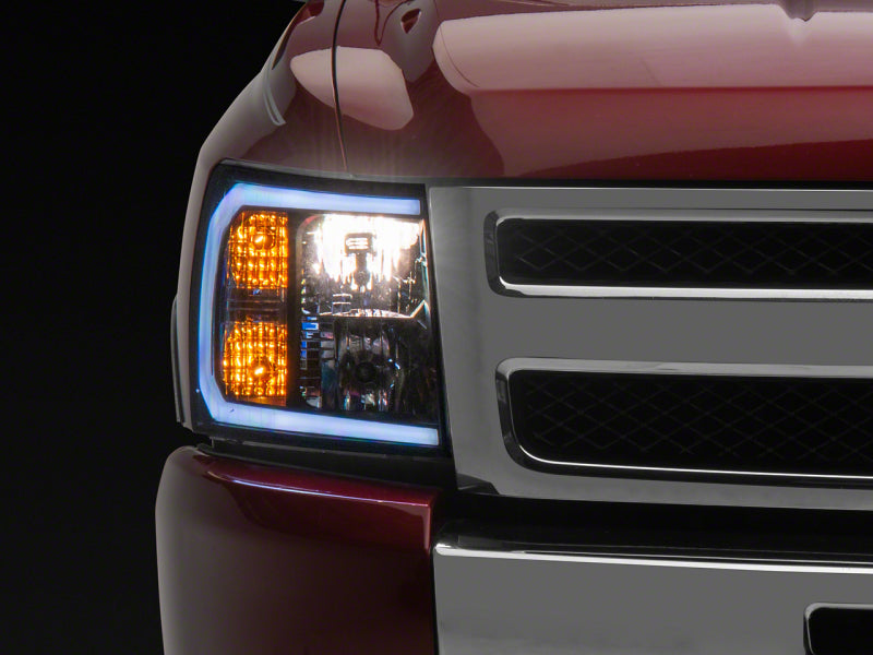 Raxiom 07-13 Chevrolet Silverado 1500 Axial Headlights w/ SEQL LED Bar- Blk Housing (Clear Lens) S138004