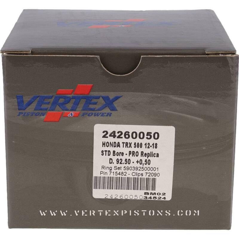 Vertex Pistons Vertex Piston 15-23 Honda Pioneer 500 500cc +0.50mm Oversized Forged Replica Piston Kit 24260050 24260050 Photo - Primary