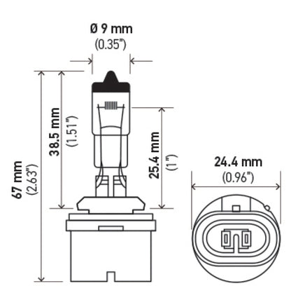 Hella Optilux 893 12V 37.5W Extreme Yellow Bulbs (Pair) H71071192 H71071192 Technical Drawing