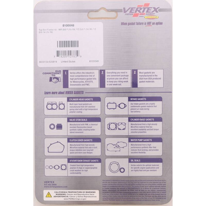 Vertex Pistons Vertex Top End Gasket Kit 8100048 8100048 Photo - Primary