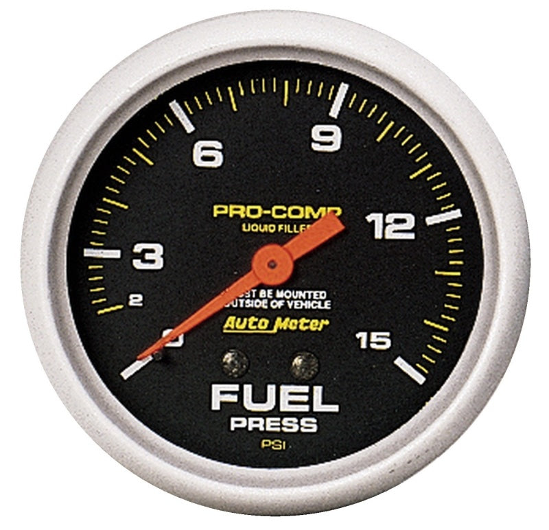 Autometer Gauge, Fuel Press, 2 5/8", 15Psi, Liquid Filled Mech, Pro-Comp 5411 Photo - Primary