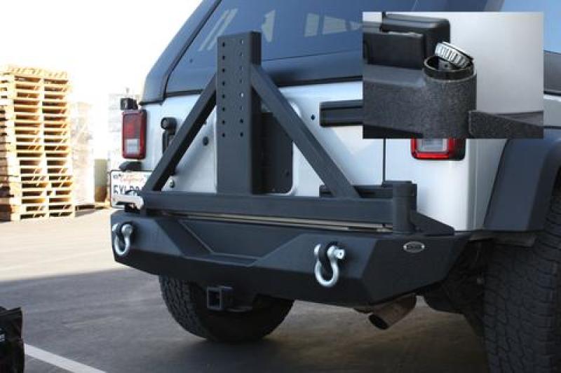 DV8 Offroad 07-18 Jeep Wrangler JK Rear Bumper w/ Tire Carrier & Tapered Bearing RBSTTB-01BR RBSTTB-01BR Photo - lifestyle view