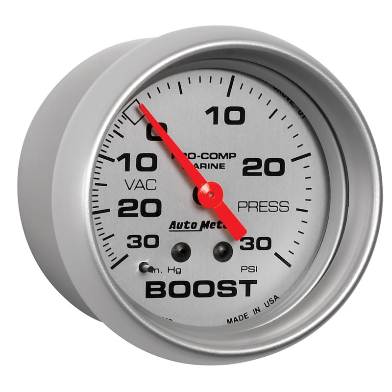 AutoMeter Marine Vac/Boost Gauge 2 5/8in  30INHG 30PSI Mechanical- Silver 200775-33 200775-33 User 3