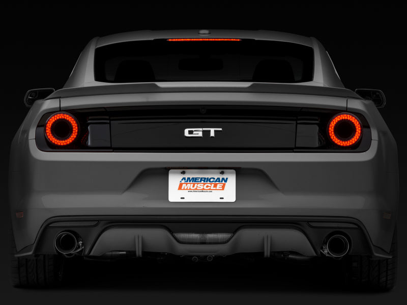 Raxiom 15-22 Ford Mustang Halo LED Tail Lights - Gloss Black Housing (Smoked Lens) 393827 393827 Photo - Close Up