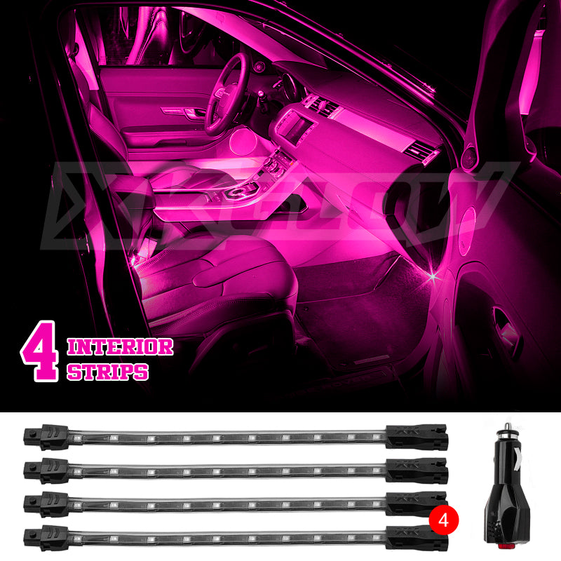 XKGLOW XK Glow Single Color XKGLOW UnderglowLED Accent Light Car/Truck Kit Pink - 4x8In XK041004-P