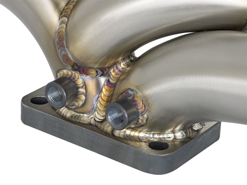 aFe Twisted Steel Header Turbo Manifold, 304 Stainless steel w/ T4 flange 48-32018 Photo - Unmounted