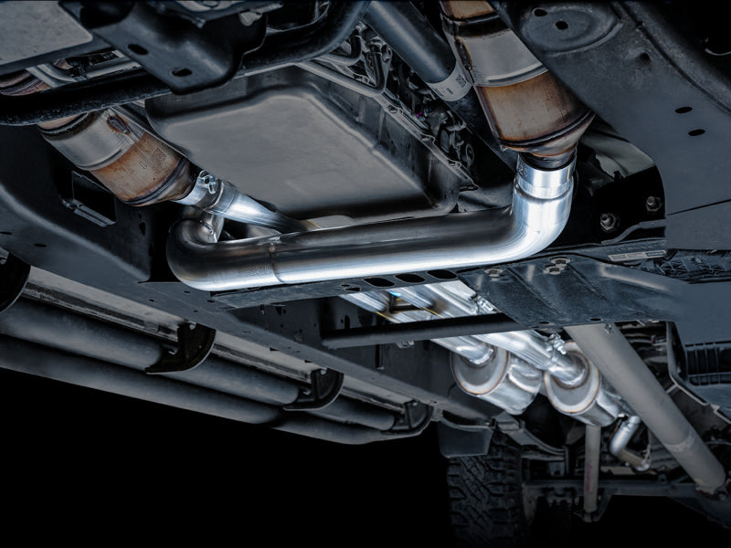 AWE Tuning 4th Gen GM 1500 6.2L 0FG Catback Split Rear Exit (w/ Bumper Cutouts) - Quad Chrome Tips 3015-42203 3015-42203 Photo - Mounted