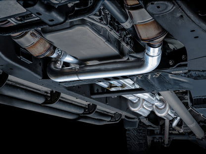 AWE Tuning 4th Gen GM 1500 6.2L 0FG Catback Split Rear Exit (w/ Bumper Cutouts) - Quad Chrome Tips 3015-42203 3015-42203 Photo - Mounted