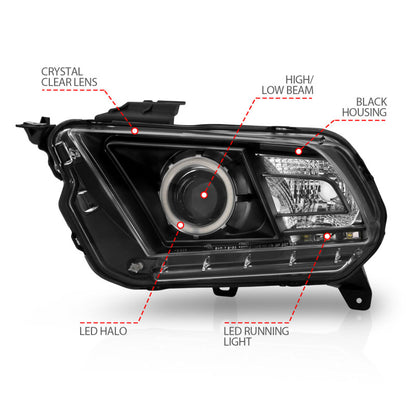 Anzo 2010-2014 Ford Mustang Projector Headlights w/ Halo Black (CCFL) 121323 User 4