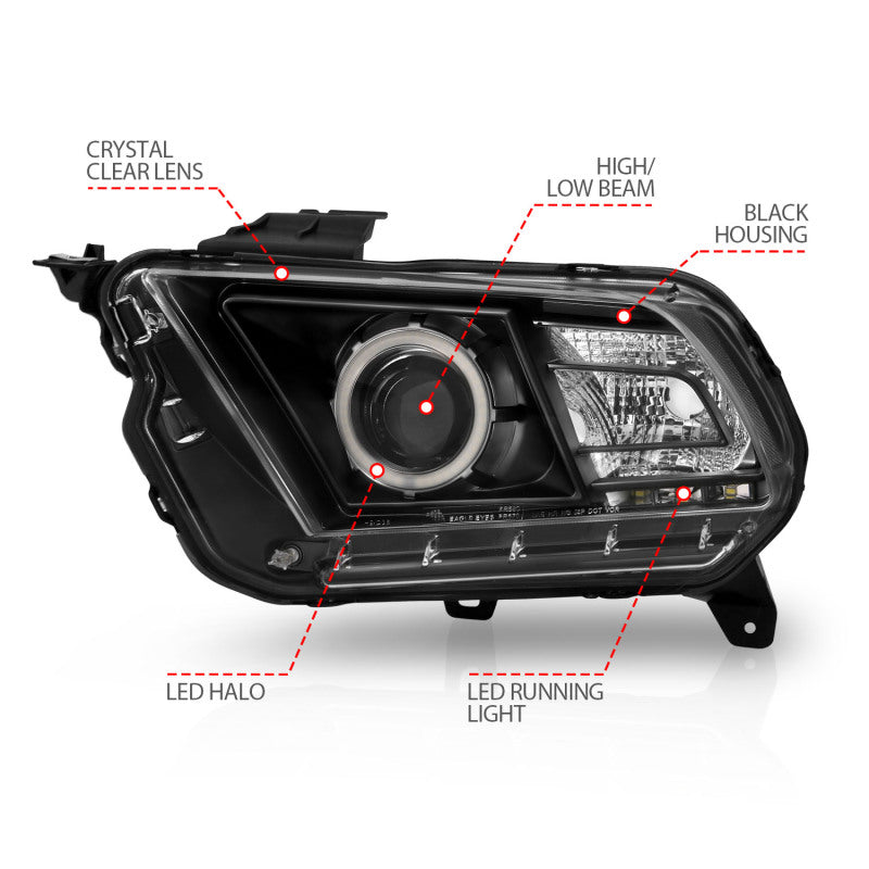 Anzo 2010-2014 Ford Mustang Projector Headlights w/ Halo Black (CCFL) 121323 User 4
