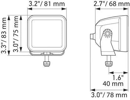 Hella Universal Black Magic 3.2in L.E.D. Cube Kit - Flood Beam (Short Range) 358176811 358176811 Technical Drawing