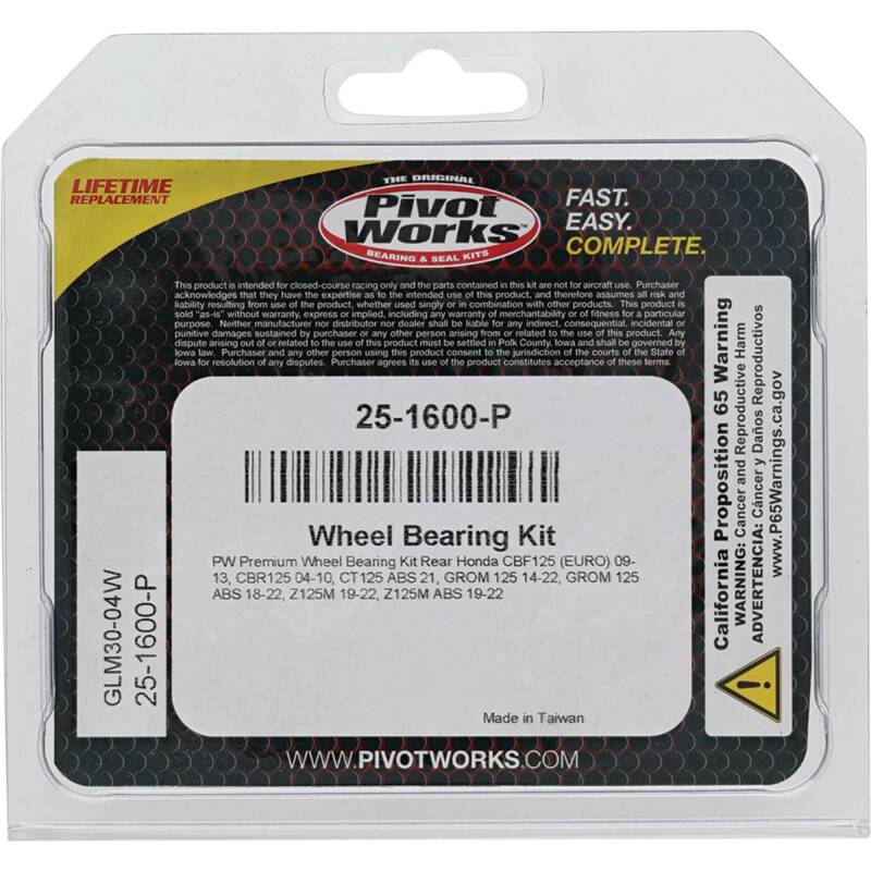 Pivot Works Pw Premium Wheel Bearing 25-1600-P 25-1600-P Photo - Primary