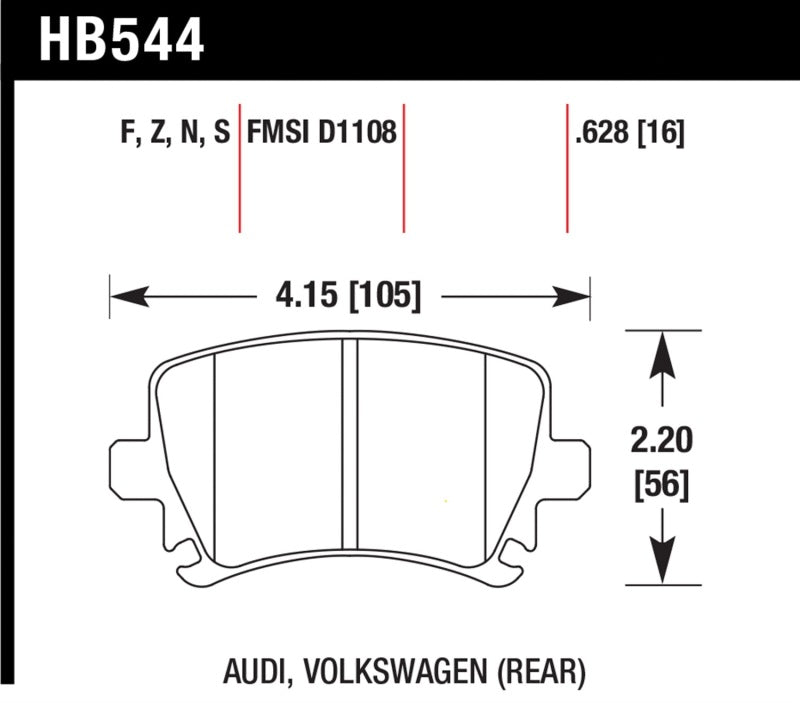 Hawk Disc Brake Pad HB544S.628 Photo - Primary