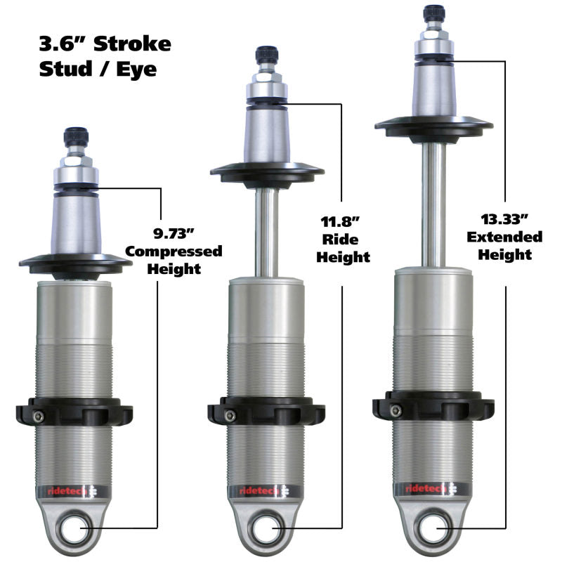 Ridetech HQ Series CoilOver Shock 3.6in Travel 2.5in Coil Eye/Stud Mounting 9.425inx13.025in 24139905 24139905 User 1