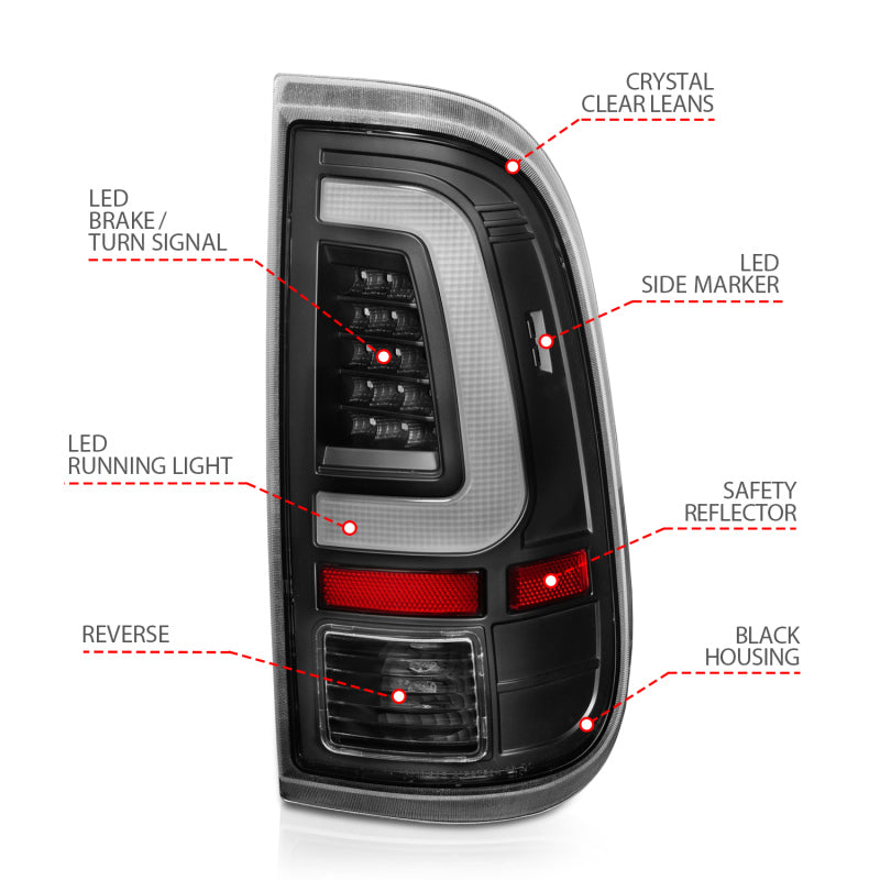 ANZO 2008-2016 Ford F-250 LED Taillights Black Housing Clear Lens (Pair) 311356 311356 Photo - Unmounted