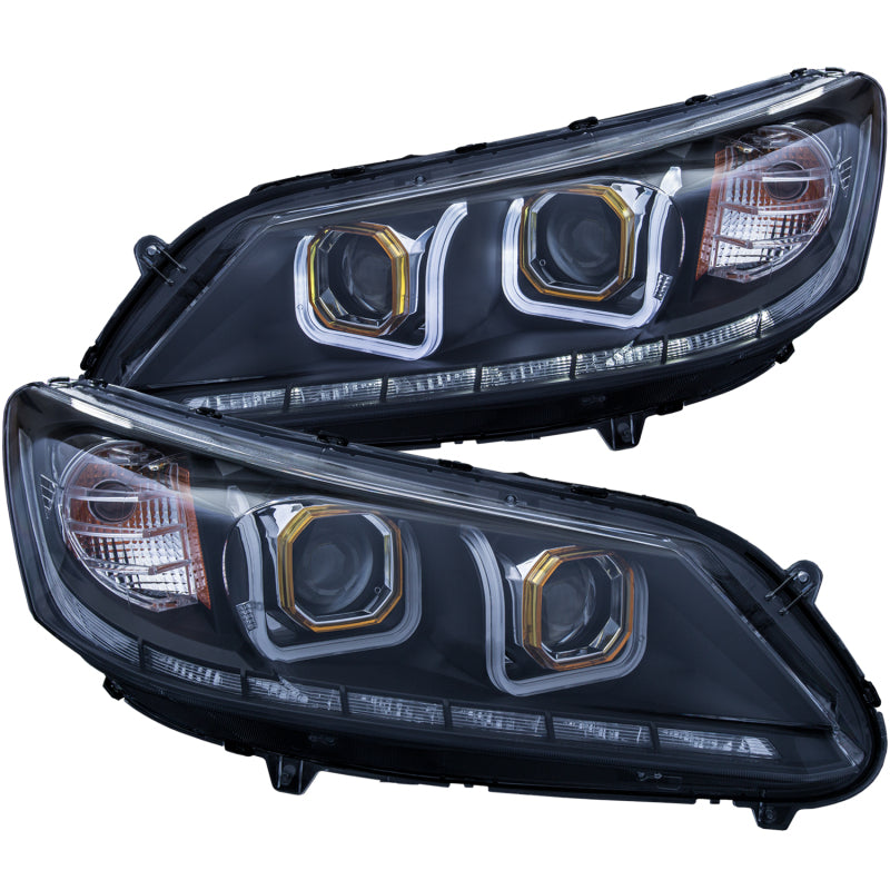 Anzo 2013-2015 Honda Accord Projector Headlights w/ U-Bar Black 121492 Photo - Primary