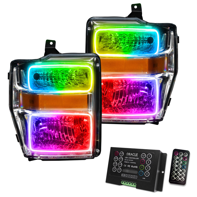 ORACLE Lighting Oracle 08-10 Ford F250 Pre-Assembled Halo Headlights - Chrome Housing - ColorSHIFT w/ 2.0 Controller 7189-333 7189-333 Photo - Primary
