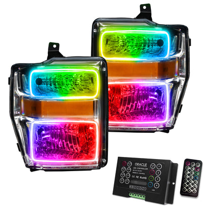 ORACLE Lighting Oracle 08-10 Ford F250 Pre-Assembled Halo Headlights - Chrome Housing - ColorSHIFT w/ 2.0 Controller 7189-333 7189-333 Photo - Primary