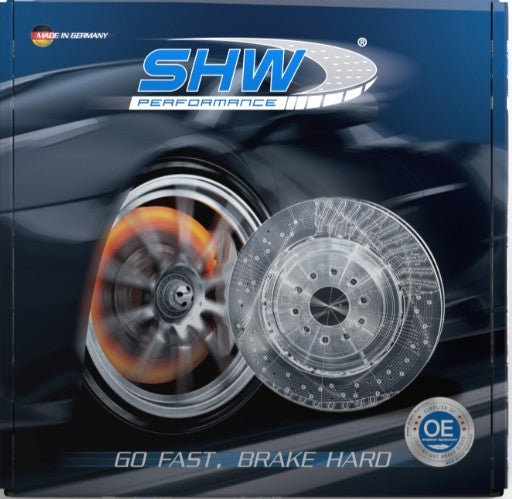 SHW Performance SHW 17-19 Audi RS3 2.5L Front Drilled-Dimpled Lightweight Brake Rotor AFX41156