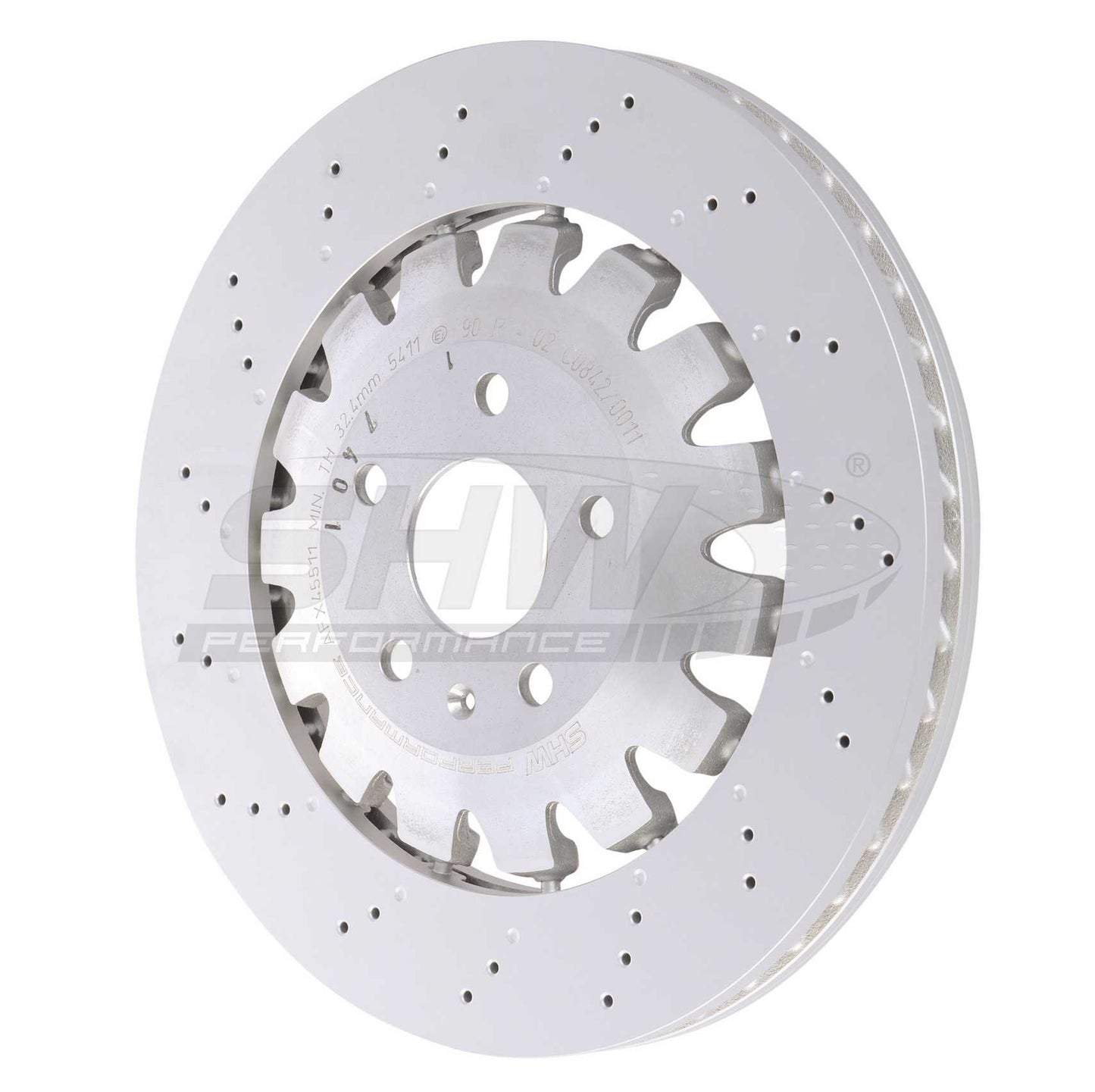 SHW Performance SHW 18-21 Audi TT Quattro 2.0L Front Drilled-Dimpled Lightweight Brake Rotor AFX45511