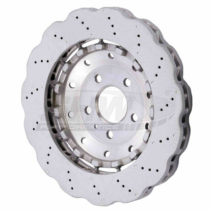 SHW Performance SHW 14-20 Audi R8 5.2L (Excl Ceramic Brakes) Front Drilled-Dimpled Lightweight Wavy Brake Rotor AFX48201