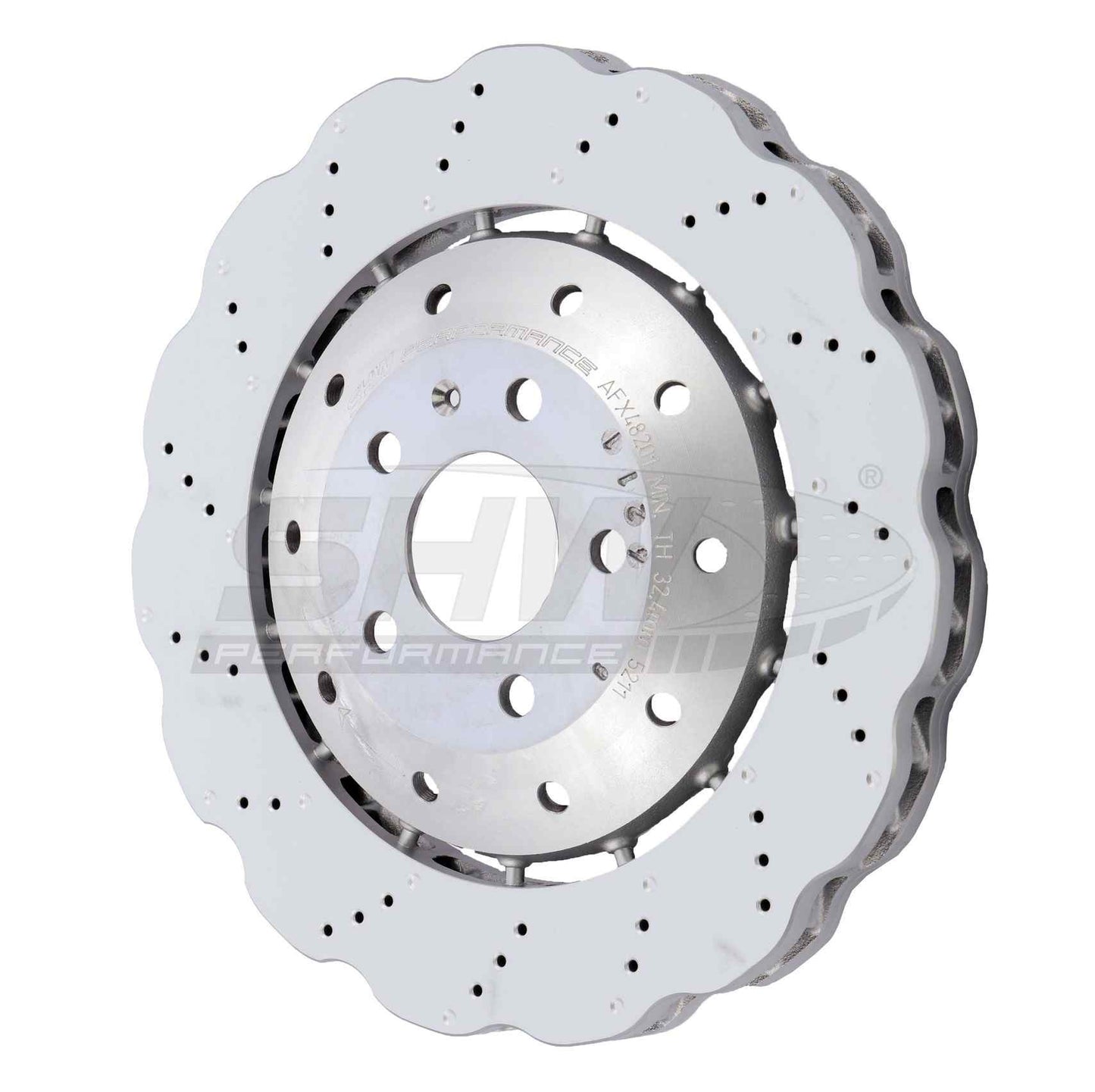 SHW Performance SHW 14-20 Audi R8 5.2L (Excl Ceramic Brakes) Front Drilled-Dimpled Lightweight Wavy Brake Rotor AFX48201