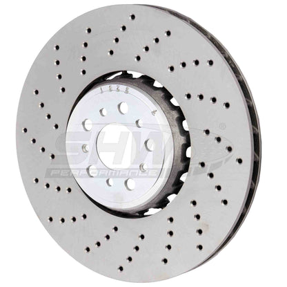 SHW Performance SHW 18-21 BMW M5 4.4L Left Front Cross-Drilled Lightweight Brake Rotor BFL42501