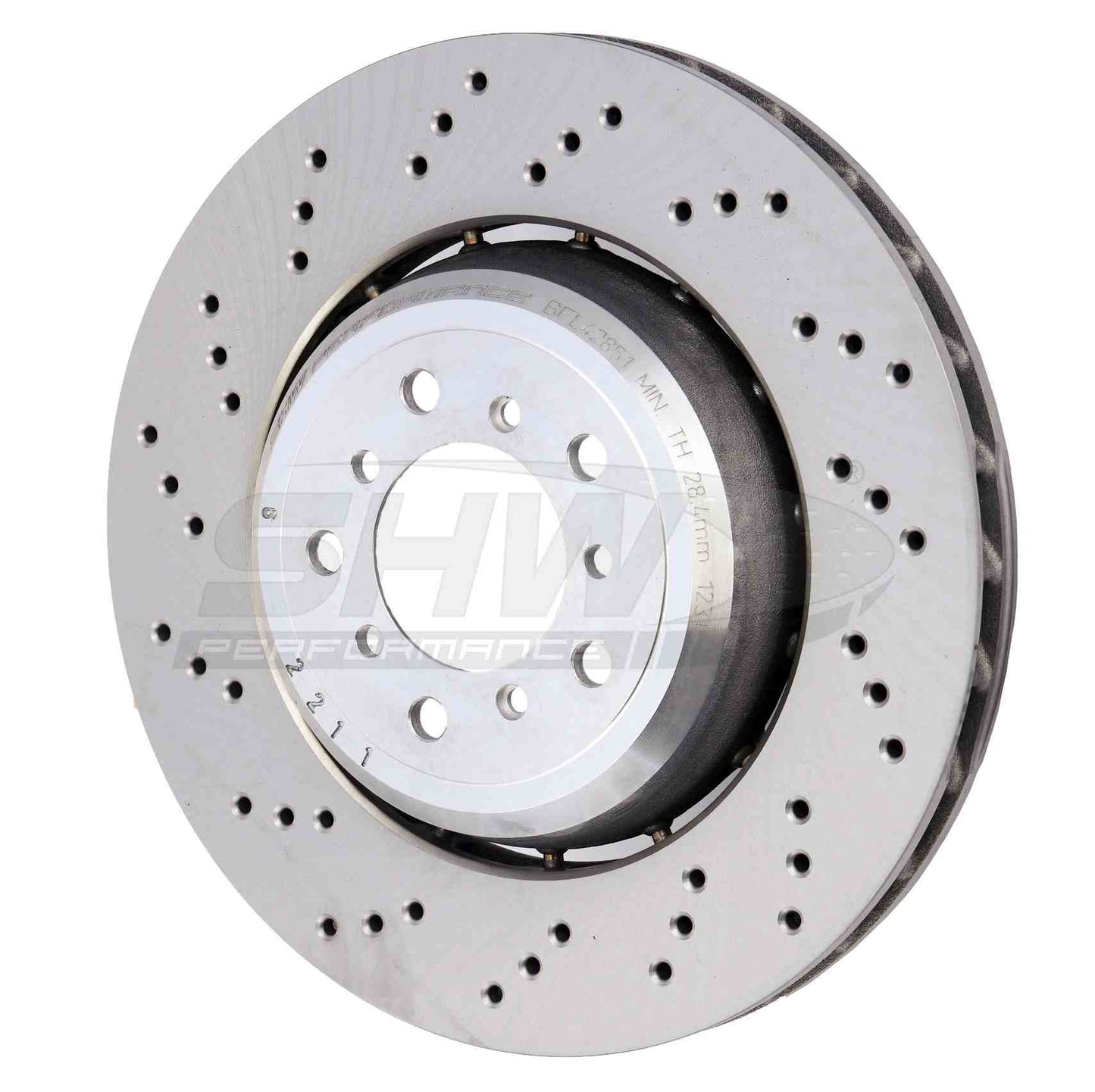 SHW Performance SHW 08-13 BMW M3 4.0L Left Front Cross-Drilled Lightweight Brake Rotor BFL42851