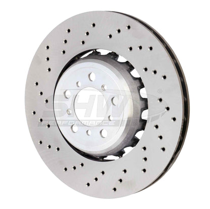 SHW Performance SHW 15-18 BMW M3 3.0L Left Front Cross-Drilled Lightweight Brake Rotor BFL44809