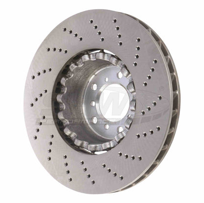 SHW Performance SHW 06-10 BMW M5 5.0L Left Front Cross-Drilled Lightweight Brake Rotor BFL48051