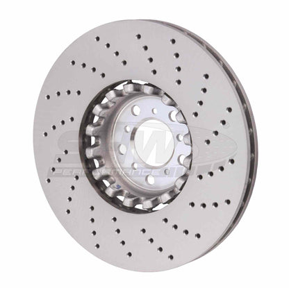 SHW Performance SHW 15-18 BMW X5 M 4.4L Left Front Cross-Drilled Lightweight Brake Rotor BFL48501