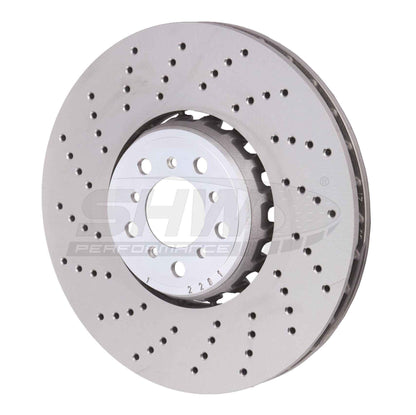 SHW Performance SHW 15-18 BMW X5 M 4.4L Left Front Cross-Drilled Lightweight Brake Rotor BFL48501