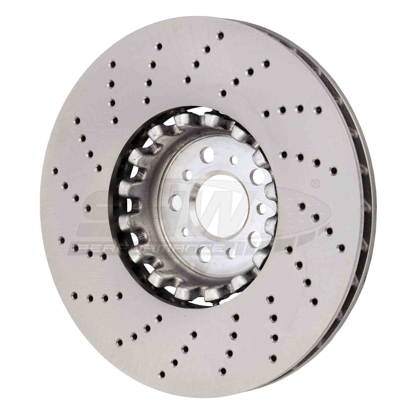 SHW Performance SHW 18-21 BMW M5 4.4L Right Front Cross-Drilled Lightweight Brake Rotor BFR42502