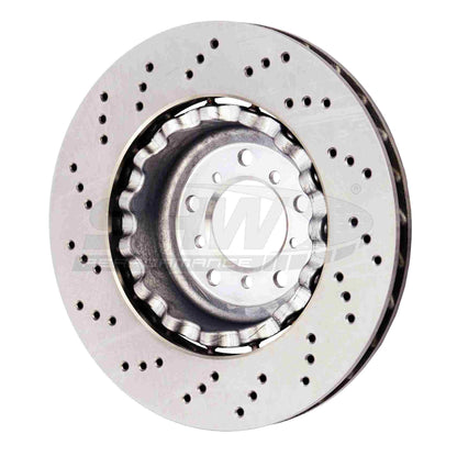 SHW Performance SHW 08-13 BMW M3 4.0L Right Front Cross-Drilled Lightweight Brake Rotor BFR42852