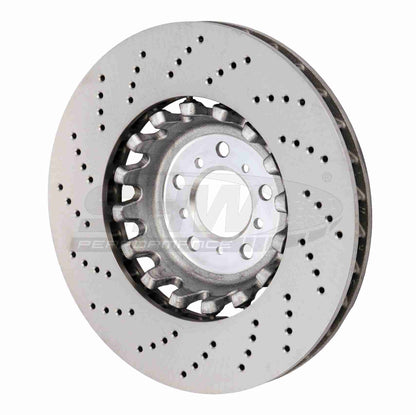 SHW Performance SHW 13-16 BMW M5 4.4L Right Front Cross-Drilled Lightweight Brake Rotor BFR48161