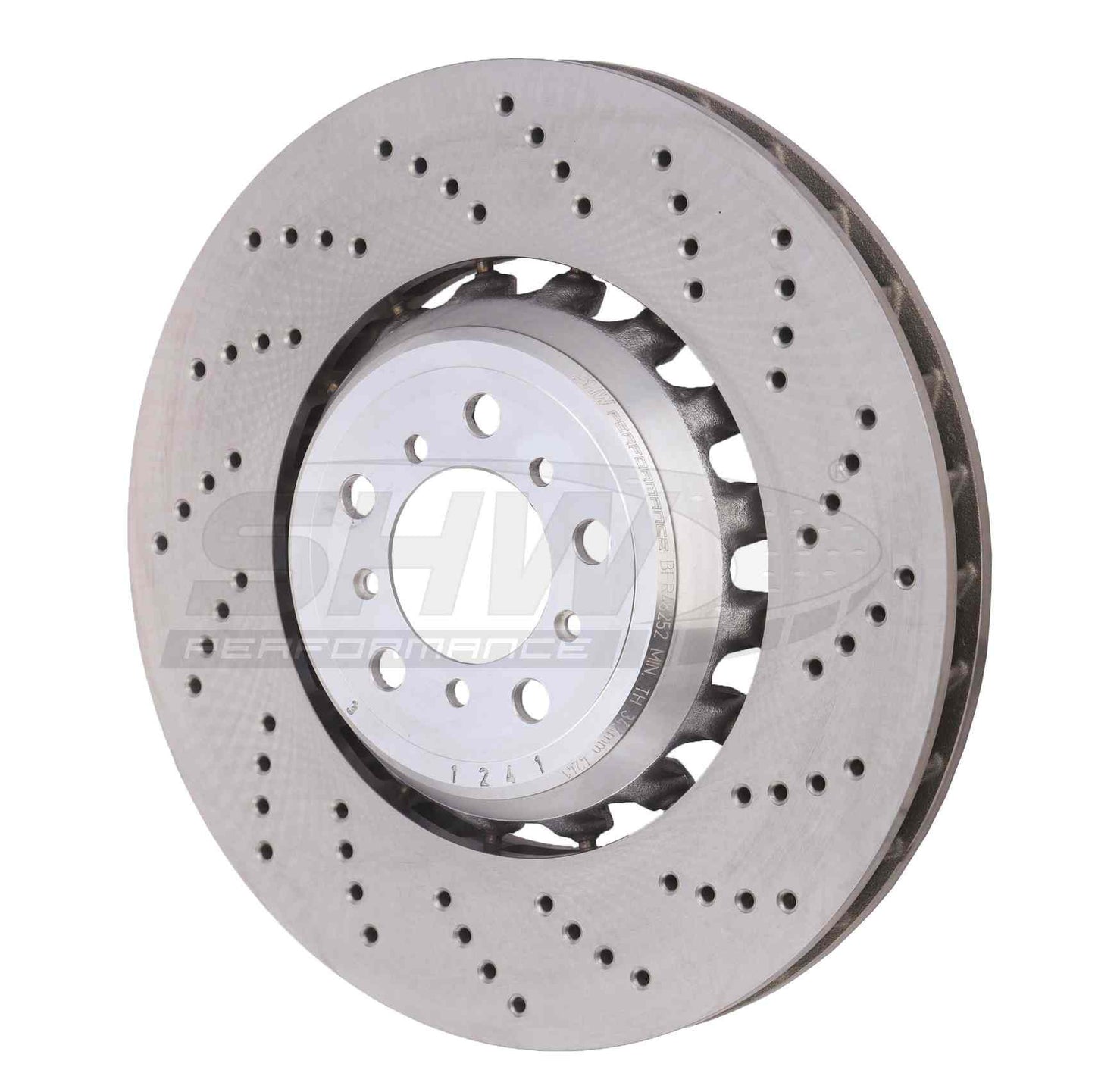 SHW Performance SHW 2021 BMW M2 Competition 3.0L w/o Ceramic Brake Right Front Cross-Drilled Lightweight Brake Rotor BFR48252
