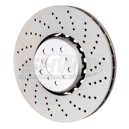 SHW Performance SHW 15-18 BMW X5 M 4.4L Right Front Cross-Drilled Lightweight Brake Rotor BFR48502