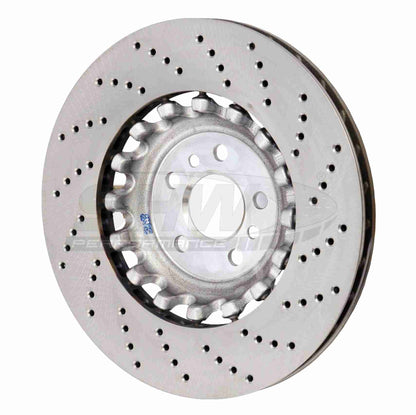 SHW Performance SHW 18-21 BMW M5 4.4L Left Rear Cross-Drilled Lightweight Brake Rotor BRL42503