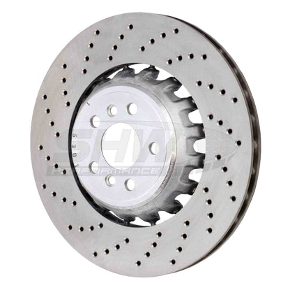 SHW Performance SHW 2020 BMW X5 M 4.4L Left Rear Cross-Drilled Lightweight Brake Rotor BRL43507