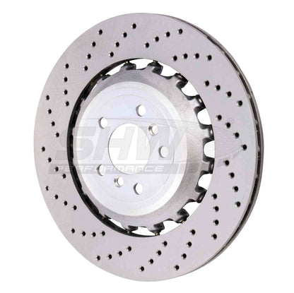 SHW Performance SHW 11-16 BMW M5 4.4L Left Rear Cross-Drilled Lightweight Brake Rotor BRL48171