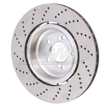 SHW Performance SHW 06-10 BMW M5 5.0L Right Rear Cross-Drilled Lightweight Brake Rotor BRR48081