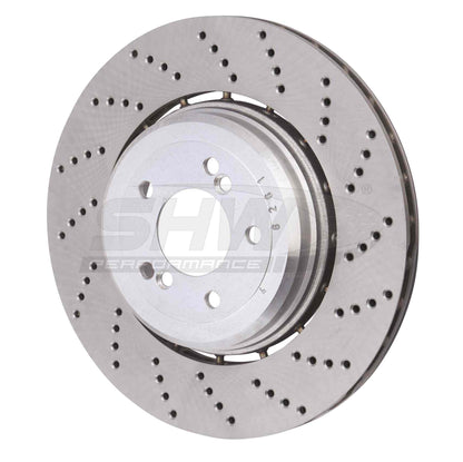 SHW Performance SHW 06-10 BMW M5 5.0L Right Rear Cross-Drilled Lightweight Brake Rotor BRR48081