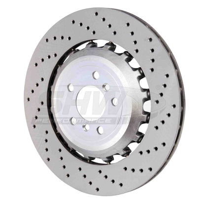SHW Performance SHW 11-16 BMW M5 4.4L Right Rear Cross-Drilled Lightweight Brake Rotor BRR48181