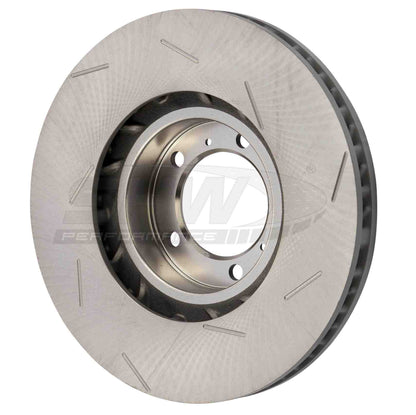 SHW Performance SHW 17-20 Porsche Panamera 4S 2.9L w/18in Wheel/Slvr Caliper Left Front Slotted MB Brake Rotor PFL39741