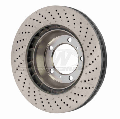 SHW Performance SHW 15-16 Porsche 911 Carrera 4 GTS 3.8L w/o Ceramic Brake Left Front Drilled-Dimpled MB Brake Rotor PFL39911