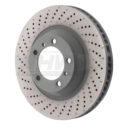 SHW Performance SHW 15-16 Porsche 911 Carrera 4 GTS 3.8L w/o Ceramic Brake Left Front Drilled-Dimpled MB Brake Rotor PFL39911