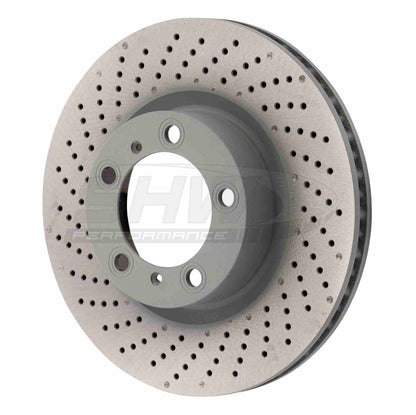 SHW Performance SHW 09-16 Porsche 911 Carrera 3.4L w/o Ceramic Brake Left Front Drilled-Dimpled MB Brake Rotor PFL39971