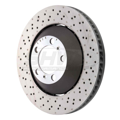SHW Performance SHW 16-19 Porsche 911 GT3 RS w/o Ceramic Brakes Left Front Drilled-Dimpled Lightweight Brake Rotor PFL41387